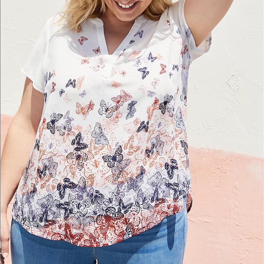Torrid Short Sleeve Butterflies Blouse